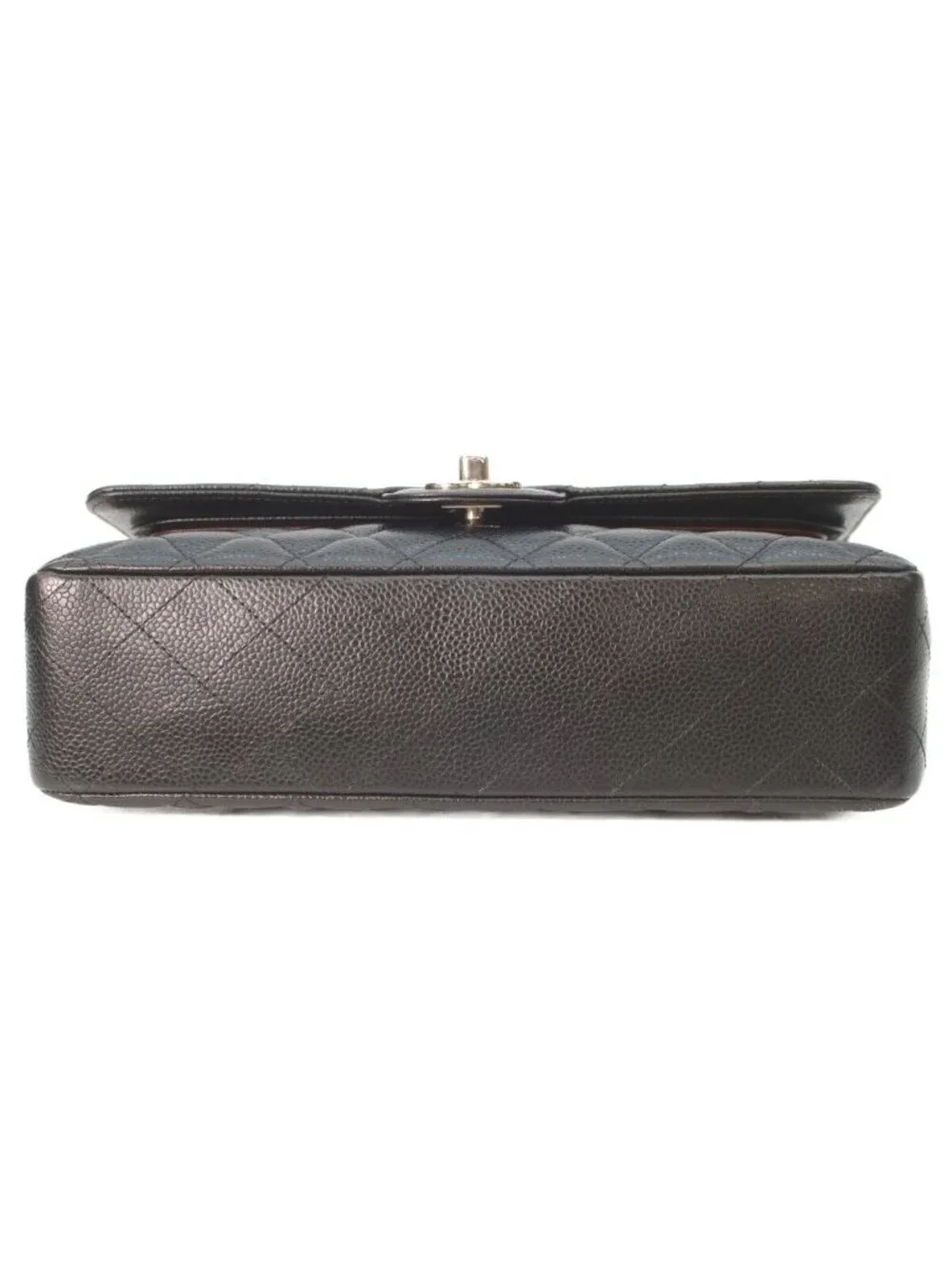 Chanel Black Caviar Silver Double Flap Bag Quilted 25